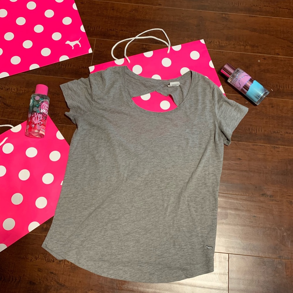 ❌ SOLD ❌ Pink VS grey open back tee